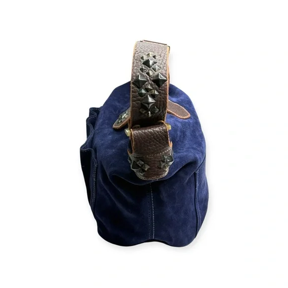 Limited Edition: Tylie ᪣ Y2K Utility Suede Hobo Bag ᪣ Pyramid Stud Strap ᪣ Blue